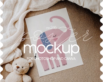 Poster Mockup For Nursery, Din A Nursery Mockup For Poster, Flatlay Poster Mock Up For Kids Room, Poster Template For Nursery, Art Mock Ups