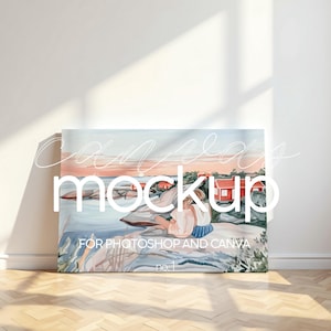 Horizontaler Leinwand-Mockup-Rahmen, Landschaftsrahmen-Vorlage Wandkunst, Leinwandrahmen-Modell für die Präsentation von Wandkunst, horizontales Malerei-Modell