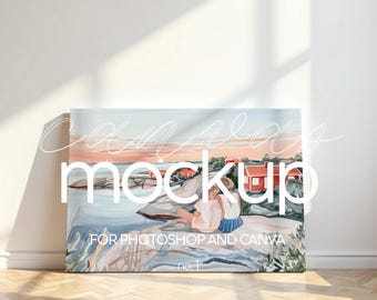 Horizontal Canvas Mockup Frame, Landscape Frame Template Wall Art, Canvas Frame Mockup For Wall Art Presentation, Horizontal Painting Mockup