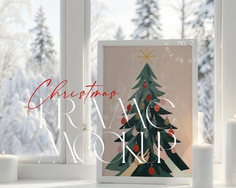 Christmas Mockup Frame Din A Ratio, Christmas Holiday Mockup Frame For Wall Art, Christmas Photo Mockup, Winter Mockup Frame Poster Display