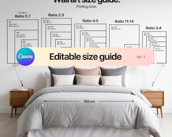 Storleksguide för redigerbar väggkonst, Guide till väggkonstförhållanden, Jämförelse av ramstorlekar, Storleksguide för ramförhållanden, Storleksguide för väggkonst, Storlekstabell för konst
