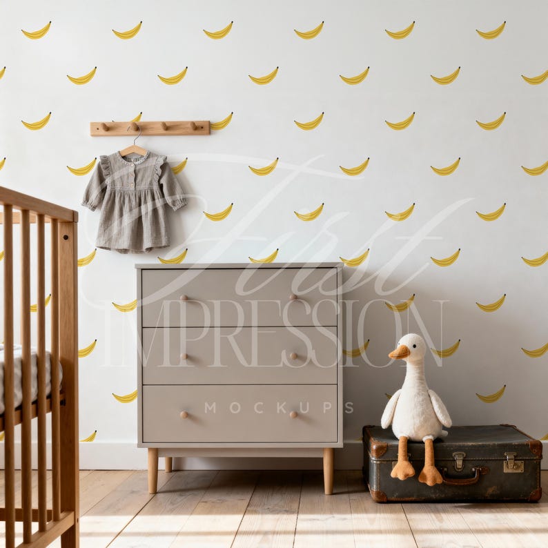 Cottagecore Nursery Wallpaper Mockup, Vintage Nursery Wallpaper Mockup ...