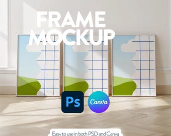 Set Of 3 Frame Mockup Simple Frames 3 Picture Frame Mockup PSD Scandinavian Frame Template Three Vertical Frame Bundle Mockup A4 Wood Frames