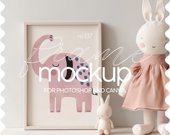 Nursery Frame Mockup PSD, Din A Ratio Mockup Frame Nursery, Nursery Wall Art Mockup Frame, Nursery Frame Template For Artwork Display, PNG