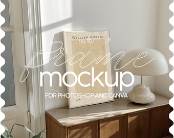 Din A Ratio Frame Mockup PSD, Scandi Interior Frame Mockup For Artwork Display, Minimalistic Mockup Frame, Japandi Interior Mockup Frame PNG