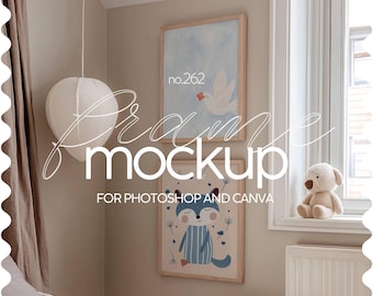Nuresery Mockup Frame 3:4 Ratio, Set Of 2 Frames Mockup For Kids Room, Two Frames Mockup For Nursery, 2 Frames Mock Up Nursery Art Template