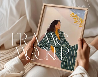 Thin Wood Frame Mockup Hands Holding Poster Frame Mock Up Simple Wooden Frame Vertical Mockup Frame For Wall Art Mockup Framed Canvas Mockup
