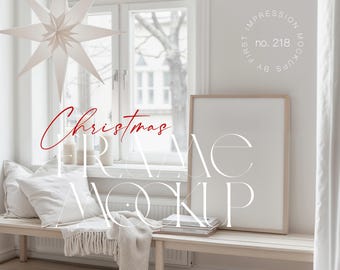 クリスマスモックアップフレームDin A、ポスタープレゼンテーション用クリスマスモックアップ、クリスマスホリデーフレームモックアップ、クリスマス用フェスティバルフレームモックアップ