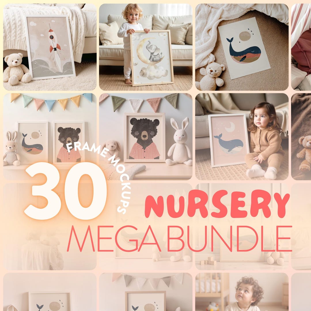 Nursery Mockup Bundle Frames, 30x Nursery Frame Mockups PSD & JPG ...