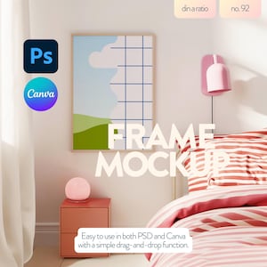 JPG & PSD Frame Mockup Din A Ratio, Frame Template For Wall Art Mockup, Din A Mock Up Frame For Poster, Poster Frame Display Mockup For Art
