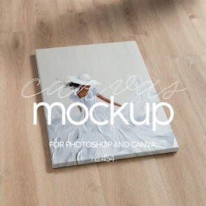 Flatlay canvas mockup psd & png, Minimalistic mockup for canvas