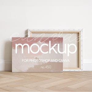 Canvas mockup horizontal PSD & PNG, Mockup for Canvas display, Canvas template for paintings, Minimalistic mockup, Unframed canvas mockup