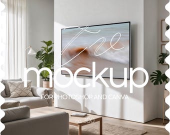 16x9 Frame TV Mockup, TV Frame Mockup Horizontal Art, Psd Frame TV Art Mockup, Samsung Frame Tv Mockup, Samsung Tv Mockup Frame 16:9 Ratio