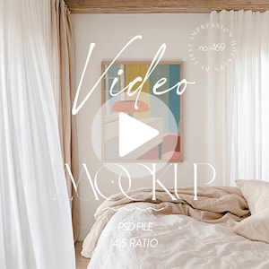 Video Frame Mockup In Bedroom, Boho Interior Video Frame Mock Up, Frame Mockup Animation For Art Display Mock-Up, Wall Art Mockup Video