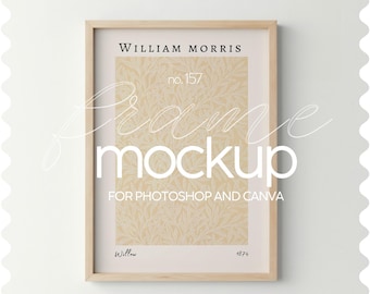 Thin Wood Frame Mockup Din A, PSD Light Frame Mockup For Wall Art, Wall Art Template Frame, Simple Frame Mock Up For Poster, Close Up Mockup