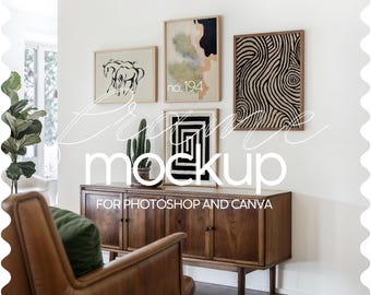 Gallery Wall Mockup Frame Din A, Four Frames Mockup For Artwork Display, Scandi Interior Mockup, Set of 4 Frame Mockups Poster Presentation