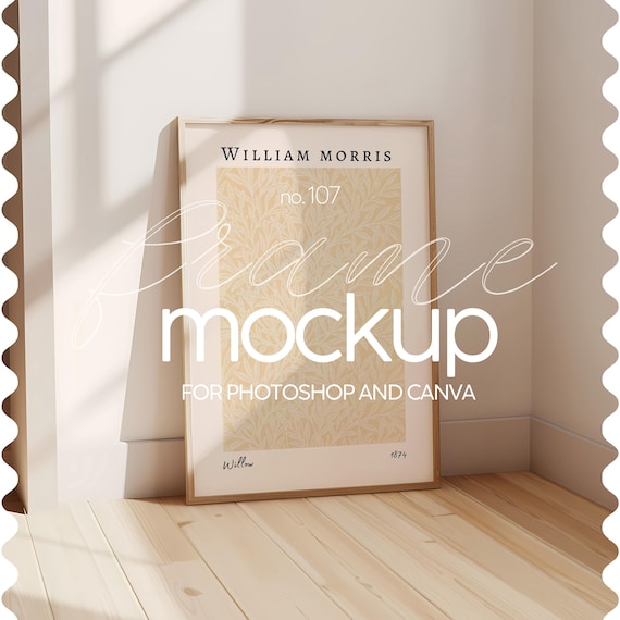 Din A Ratio Mockup Frame PSD, Thin Wood Frame Mockup For Poster, Wall Art Mockup Frame Minimalistic Interior, Vertical Frame Mock Up For Art