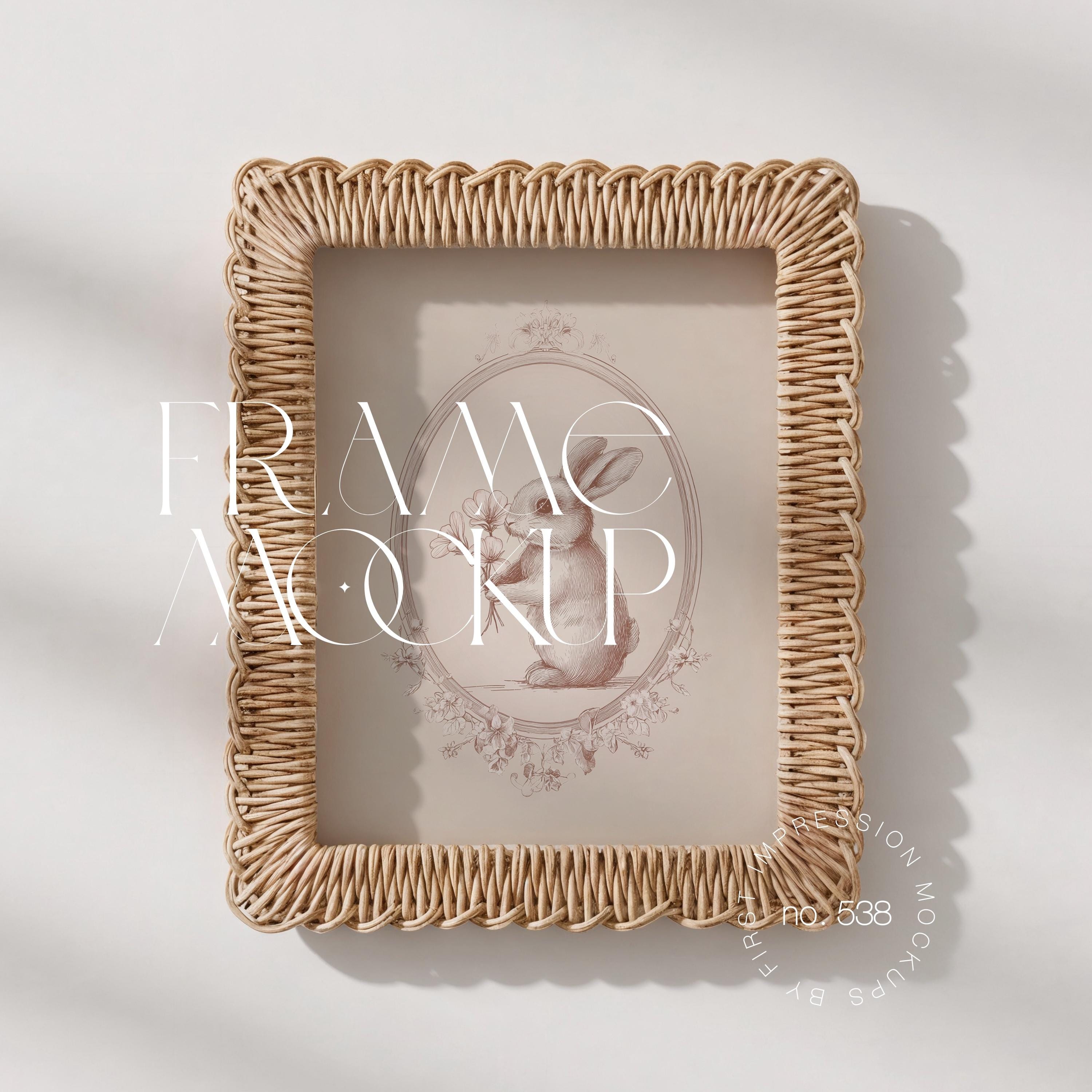 Rattan picture frame