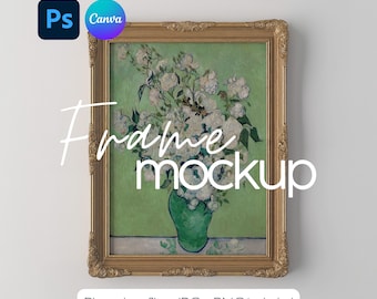 Vintage Frame Mockup 3x4 Ratio, PSD & PNG Vintage Mockup Frame, Vintage Close-Up Frame Mock Up For Wall Art, Poster Frame Mockup Templates