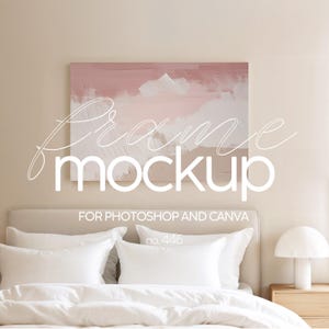 Horizontal Canvas Mockup 3x2 Ratio, Landscape Canvas Mockup For Photoshop And Canva, Bedroom Interior Mockup For Canvas, Template for Canvas