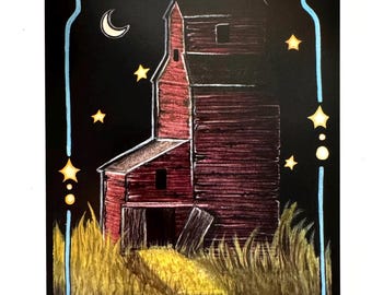 Prairie Lullaby - Grain Elevator art print 5x7