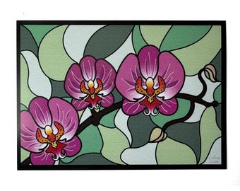 Stained Glass Orchids - small print 7x5