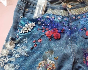 Festival Party Denim Pants with fairy lights to be ready to sparkle and shine at every event.