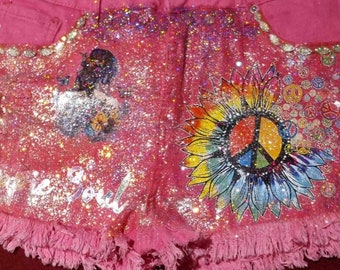 Embrace Your Inner Hippy Barbie  Sparkle with These Pink Cropped Shorts!