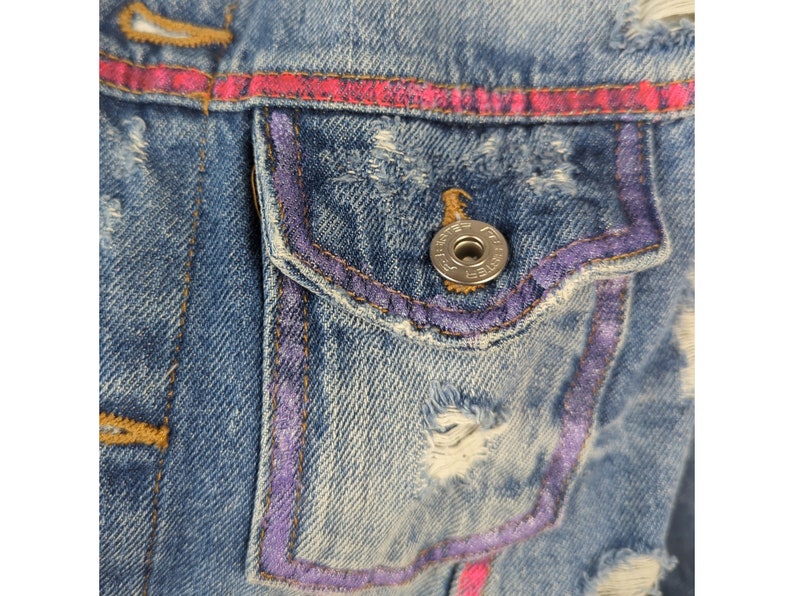 Jeansjacke Fuck it mit Regenbogen S/M Bild 9