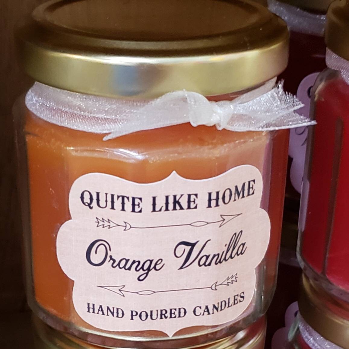 Orange Vanilla scented 4 oz. jar candle with gold lid & Etsy