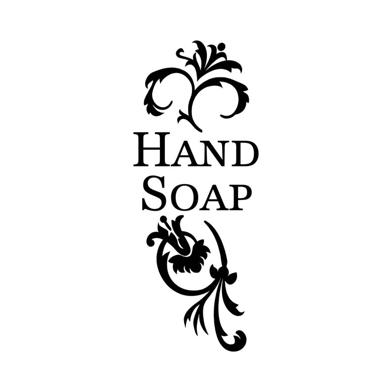 Hand Soap art vinyl container bottle label decal, 3 tall x 1.25 wide image 1