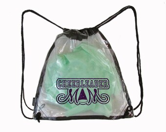 Cheerleader Mom 12"x12" clear stadium/ event backpack style bag. For games, competition, arena, stadium, NFL compliant, concert