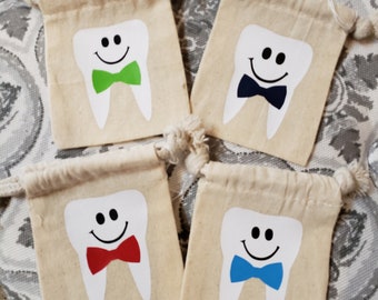 Boy tooth with bow tie Tooth Fairy pouch