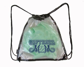 Softball Mom clear stadium/ event bag. For games, competition, arena, stadium, NFL compliant, concert