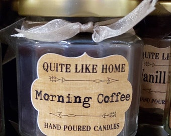 Morning Coffee scented 4 oz. jar candle. This scent will wake you up in the morning! Father's Day, bachelor party, men's gift, coffee lovers