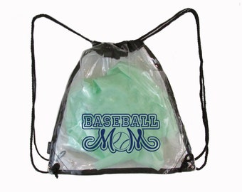 Baseball Mom 12"x12" clear stadium/ event backpack style bag. For games, competition, arena, stadium, NFL compliant, concert