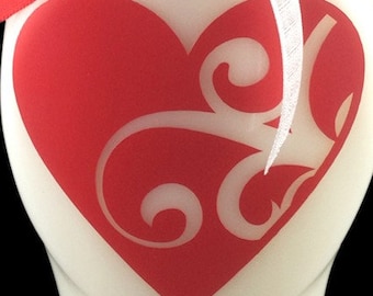 Heart with flourish adhesive vinyl decal decor, small size, perfect for laptops, hand soap bottles, etc.