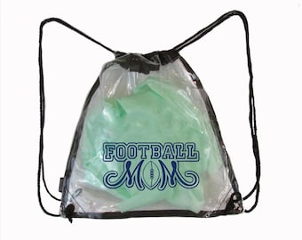 Football Mom 12"x12" clear stadium/ event backpack style bag. For games, competition, arena, stadium, NFL compliant, concert