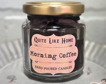 モーニングコーヒーの香りのジャーキャンドル：4オンス。濃厚な香り