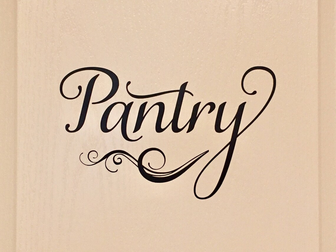 Pantry word art large label decal with swirly flourish Etsy