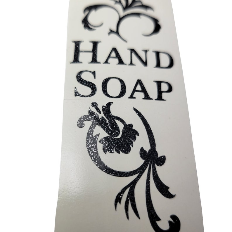 Hand Soap art vinyl container bottle label decal, 3 tall x 1.25 wide image 2