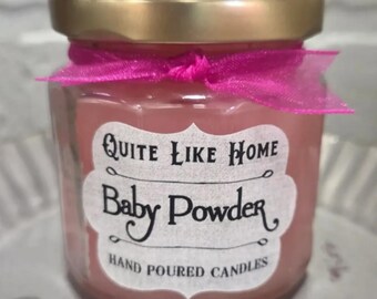 Baby Powder Scented Jar Candle, 4 oz. You choose the color.