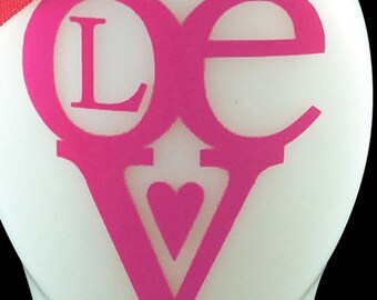 LOVE adhesive vinyl decal decor, small size, perfect for laptops, hand soap bottles, etc.