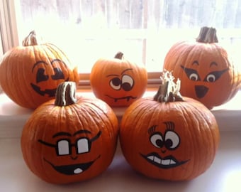 ハロウィンデコレーション用カボチャフェイスデカール、取り外し可能なビニールラベル。デザインは1枚からお選びいただけます。[H5]
