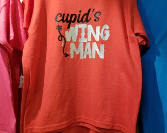 Cupid's Wing Man, red, unisex CHILDREN'S size shirt