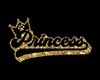 Glitter "Princess" with paw tie on dog / pet bandana