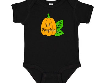 Adorable, 3 color, Lil' Pumpkin infant bodysuit | creeper | one-piece. You choose bodysuit color! Fall | first Halloween | little pumpkin