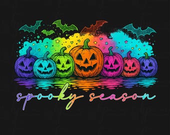 Neon Spooky Season Png, Spooky Pumpkin Png, Pumpkin Season Png, Fall Vibes Png, Fall Pumpkin Png, Halloween Pumpkin Png, Retro Halloween Png