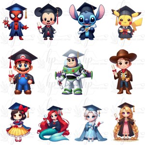 Pacchetto 10 PNG Cartoon Graduation, Blue Monster Png, Graduation 2025, Cartoon Movie Png, Classe del 2025 Png, Senior 2025 Png, Cartoon Graduate