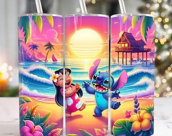 Vibrant Blue Monster 20oz Tumbler Wrap, Cartoon 20oz Tumbler Png, Cartoon Character 20oz Skinny Tumbler Wrap, Floral Cartoon Tumbler Wrap